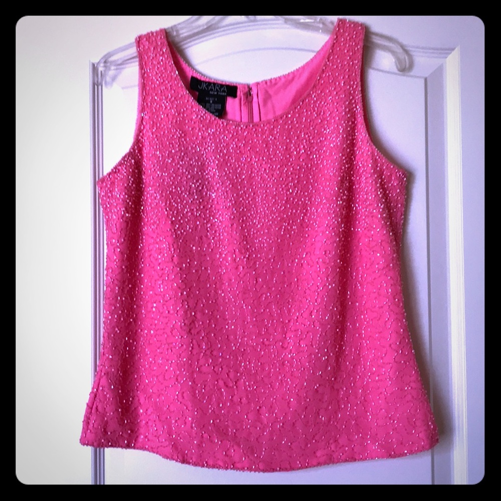 NEW - JKARA Beaded sleeveless Top